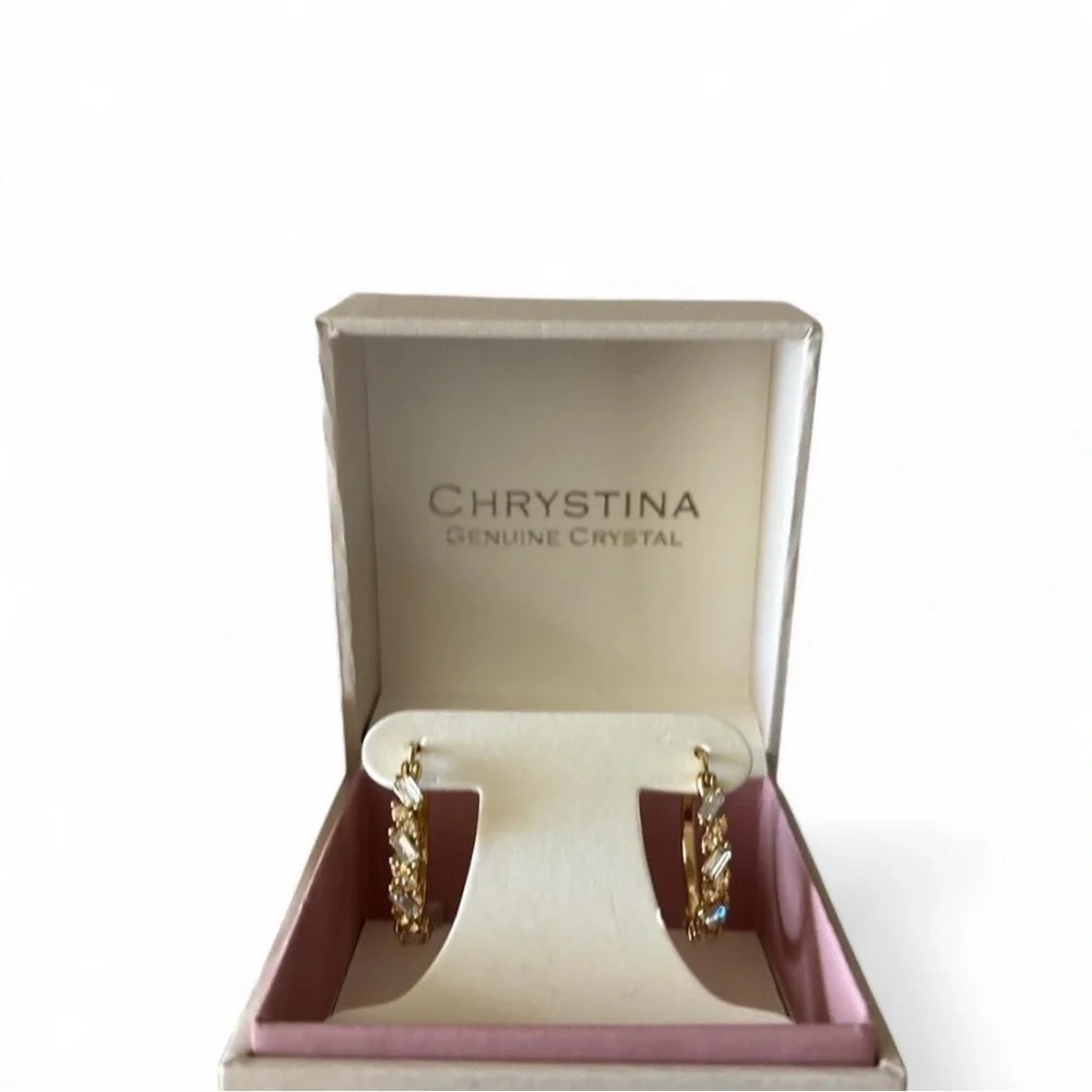 Source Unknown Gold and Crystal Earrings - Picture 2 of 2